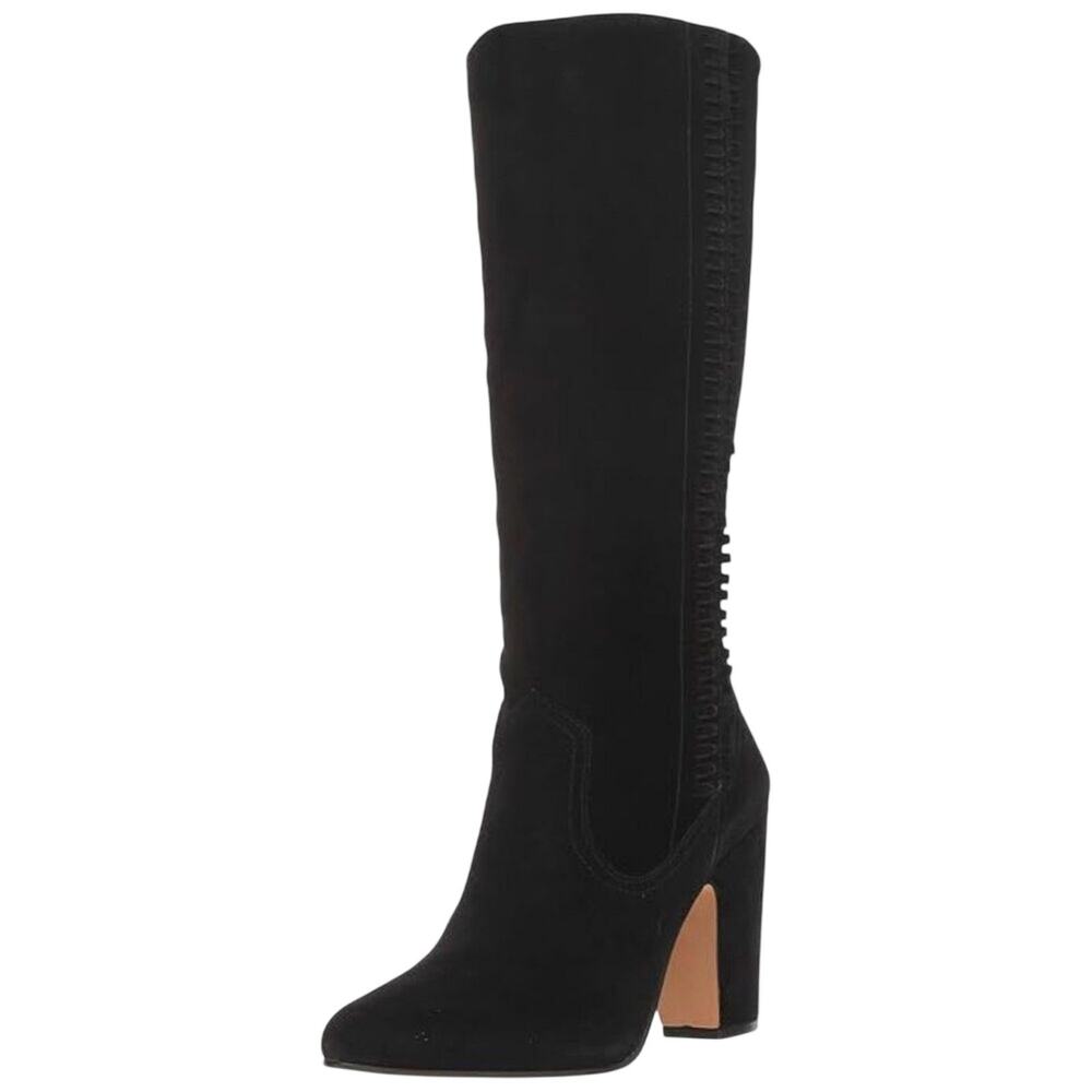 Vince Camuto Coranna Knee High Boots Black Suede‎ Block Heel Size 8.5 M